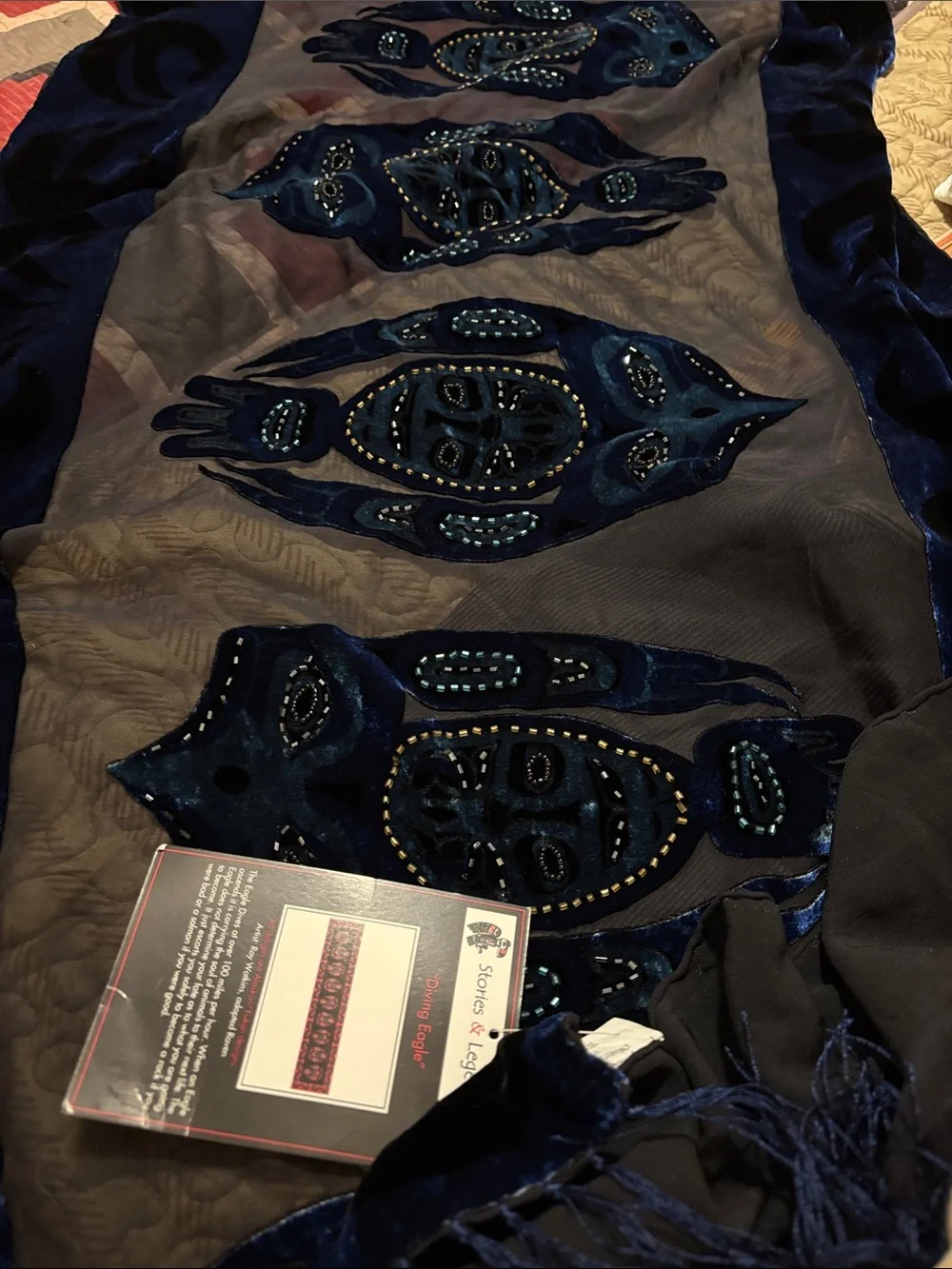 NWT Vintage Stories and Legends Diving Eagle silk scarf.